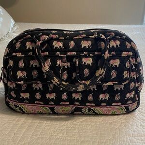 Vera Bradley Black and Pink Elephant Travel Bag